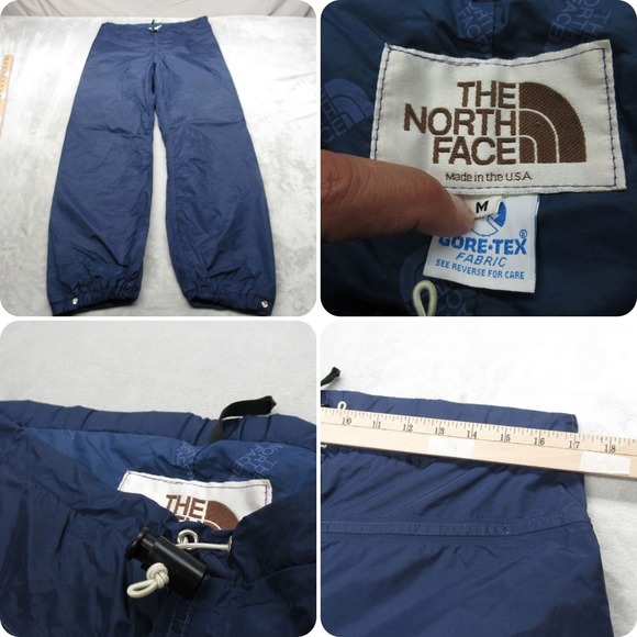 The North Face GoreTex Pant Men Medium Navy Waterproof Brown Label USA VTG 34x29